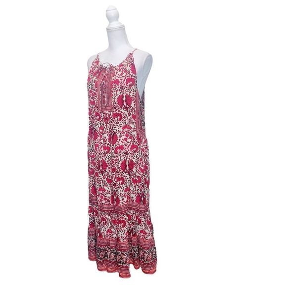 ARTISAN NY Boho Bohemian KeyHole Sleeveless Summer Tropical Maxi Dress Sz 8 - Picture 4 of 7